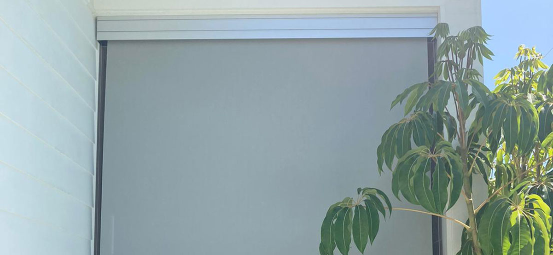 Top view to an exterior window shade