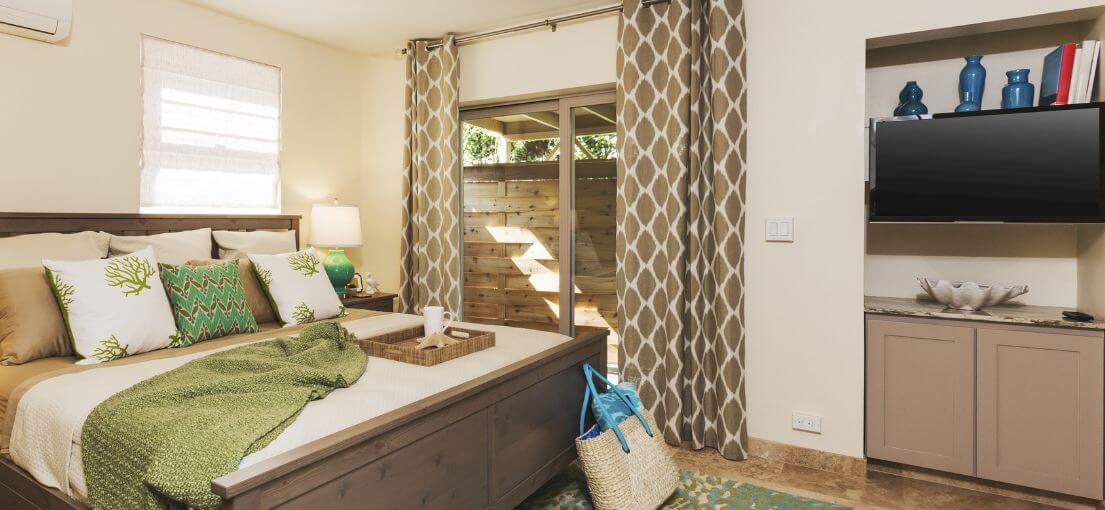 Light-filled Rosemead bedroom with stylish sheer shades adding a touch of sophistication
