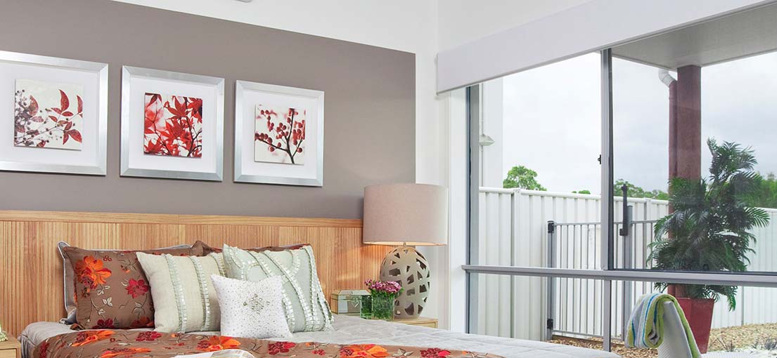 A view at bedroom's shade system