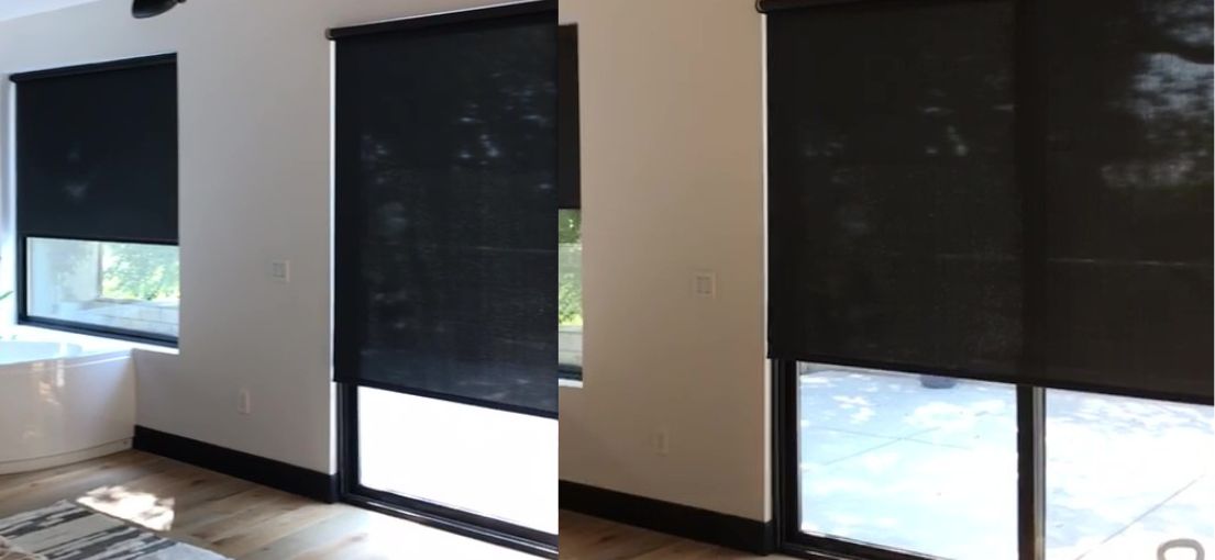 Electric window shades providing complete light control in Santa Clarita.