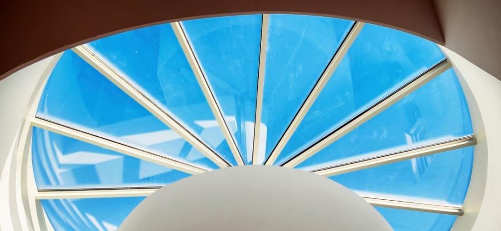 A view at skylight windows with triangular shapes