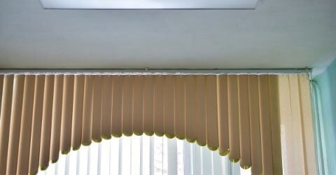 A detail look to mounted vertical office blinds