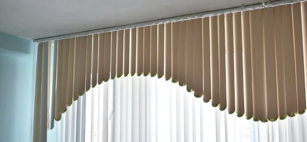 A detail look to mounted vertical office blinds