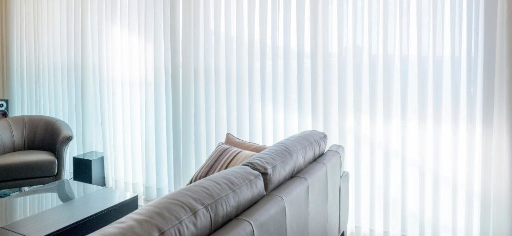 Vertical blinds in living room