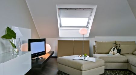 A view at a living room on attic
