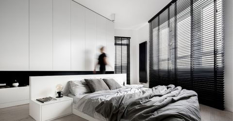 Luxury bedroom interior with blackout blinds