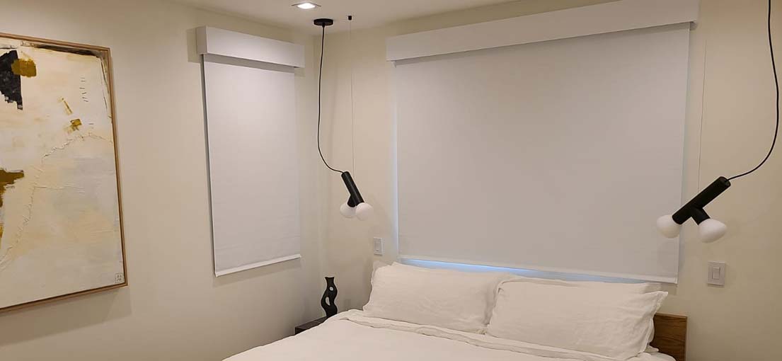 A view at Lutron palladiom shades in bedroom