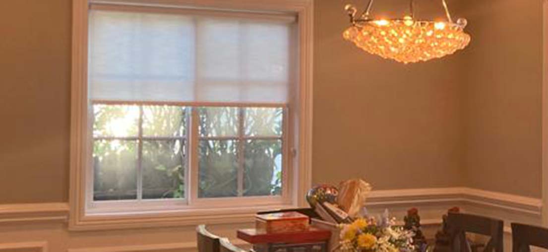 A view at motorized kitchen shades