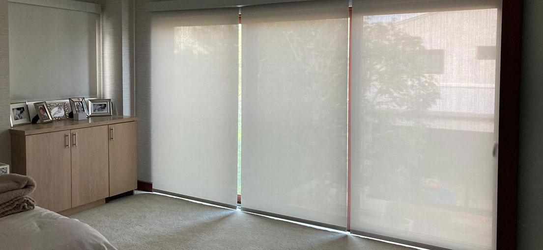 A view at upstairs rooms motorized roller shades