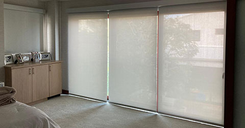 A view at motorized roller shades