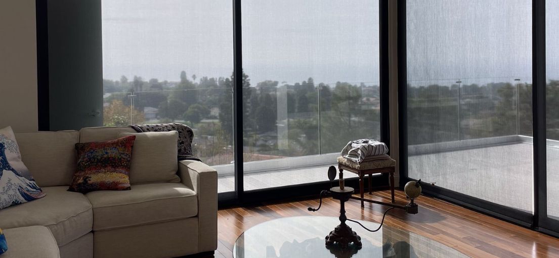 A view at Lutron motorized shades in apartment 1