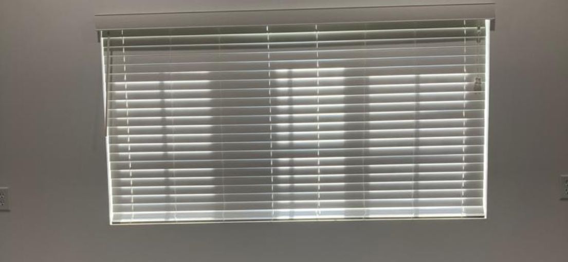 A view at window blinds in kitchen