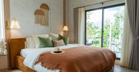 Cozy Bedroom Retreat with Custom Drapery in Encino