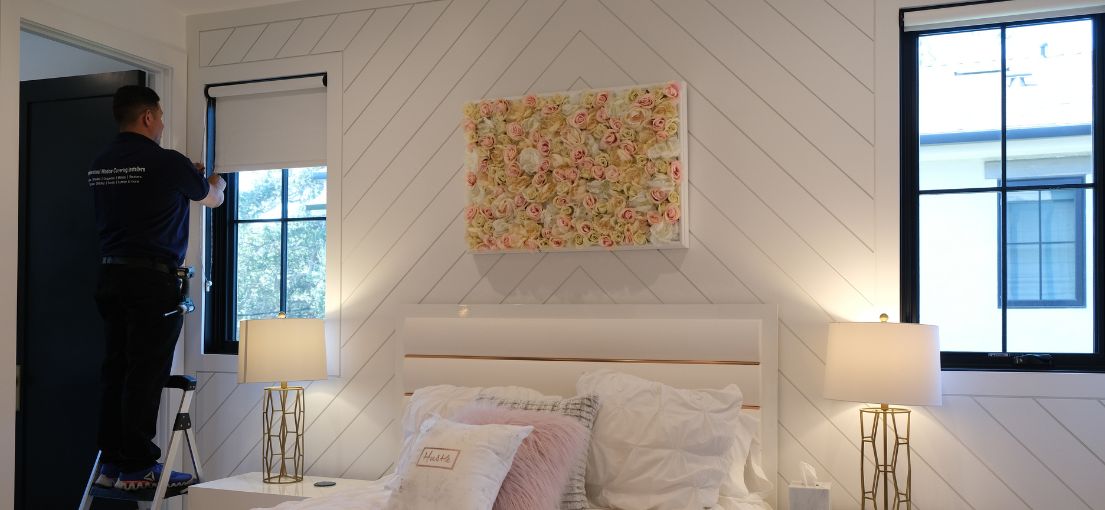 Rolling Down Style: Master Blinds' Window Shades in Tarzana Bedroom